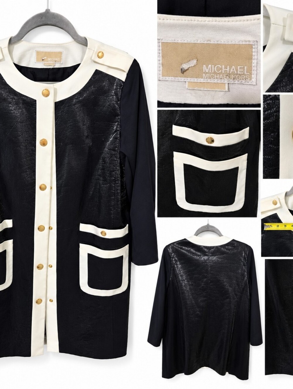 Michael Kors Black Jacket with Cream Trim and Gold Buttons